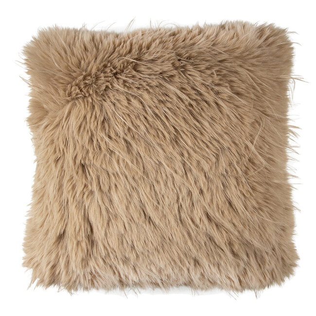 Mars & More kussen teddy langhaar pluk cognac 45x45cm
