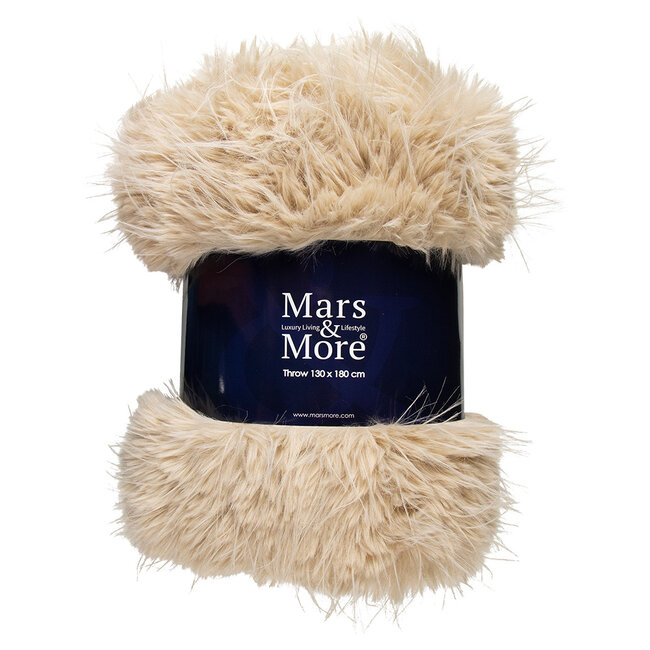 Mars & More plaid teddy langhaar pluk beige 130x170cm