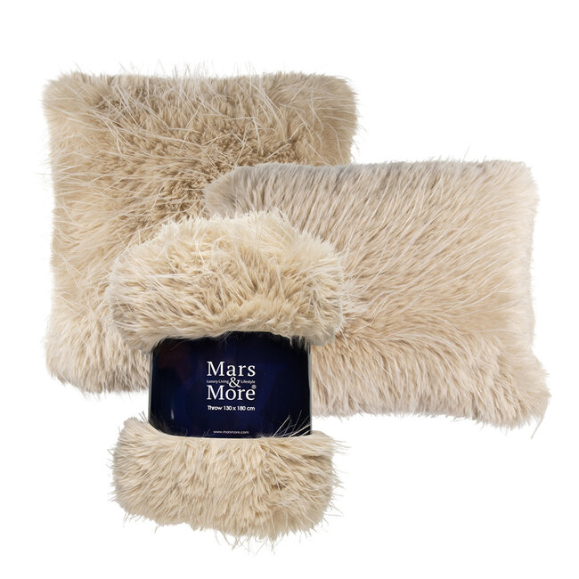 Mars & More plaid teddy langhaar pluk beige 130x170cm
