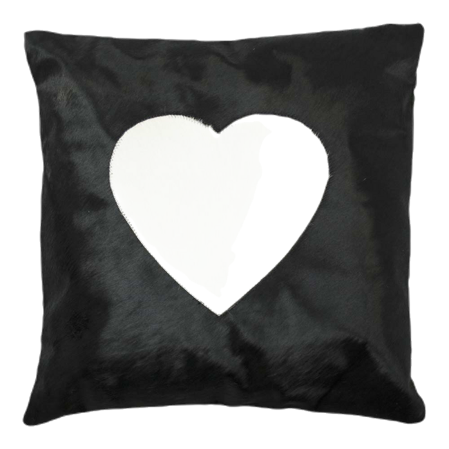 Mars & More kussen koe hart zwart 45x45cm