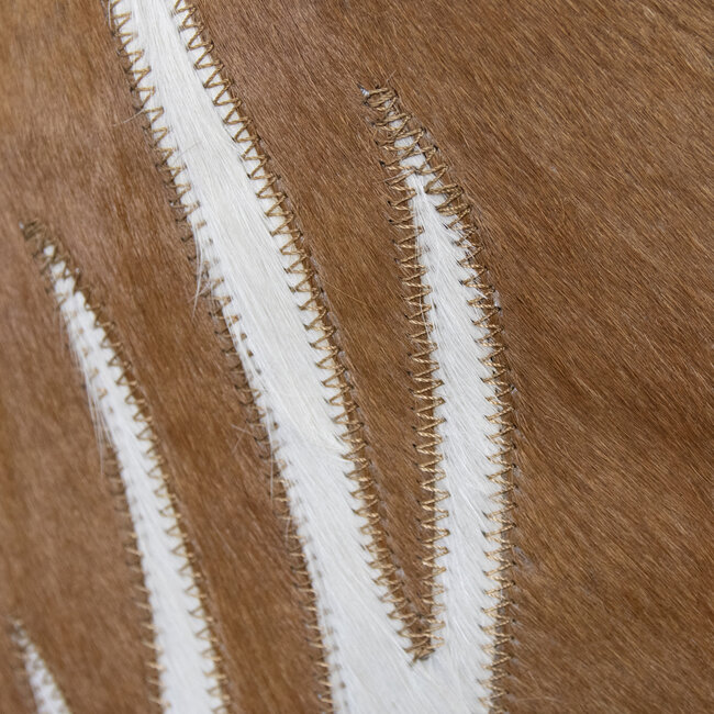 Mars & More poef koehuid vierkant gewei bruin 45x45x45cm