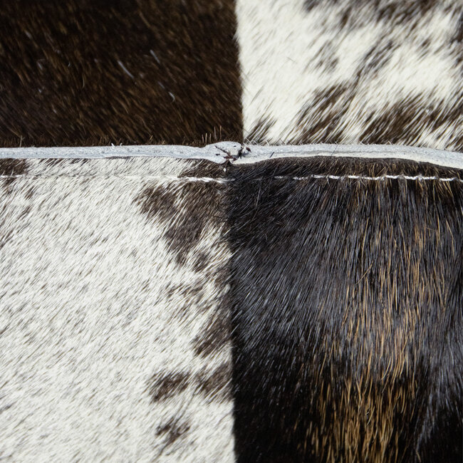 Mars & More poef koehuid vierkant bruin/wit 50x50x30cm