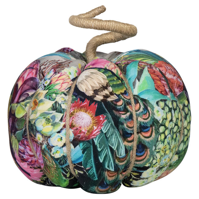 Mars & More handgemaakt decoratie fleury pompoen pauw bont large