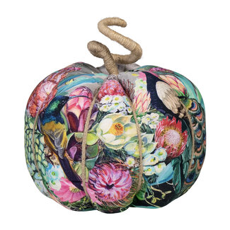 Mars & More handgemaakt decoratie fleury pompoen pauw bont medium