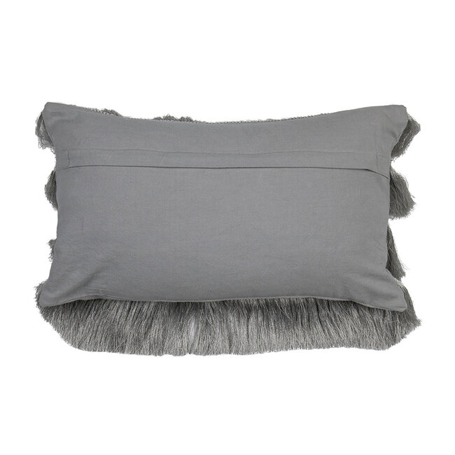 Mars & More half kussen franjes zilver 30x50cm