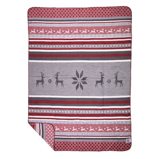 Mars & More plaid herten rood grijs 130x180cm