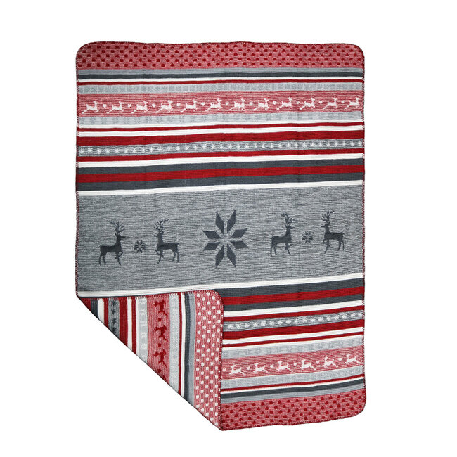 Mars & More plaid herten rood grijs 130x180cm