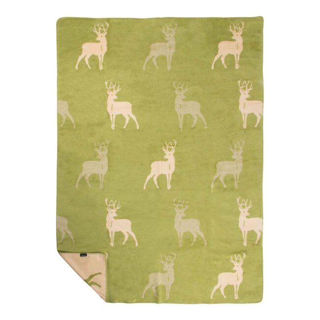 Mars & More plaid hert all over olijfgroen 150x200cm