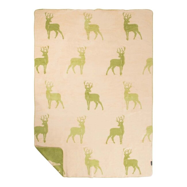 Mars & More plaid hert all over olijfgroen 150x200cm