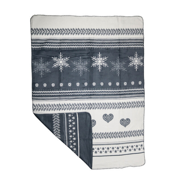 Mars & More plaid sneeuw harten grijs 130x180cm*