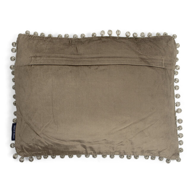 Mars & More half kussen fluweel pom pom taupe 35x45cm