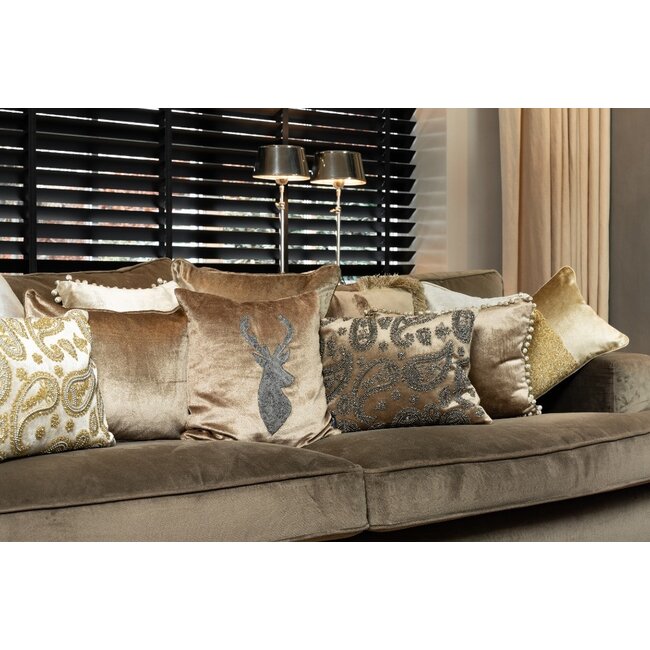 Mars & More half kussen fluweel pom pom taupe 35x45cm