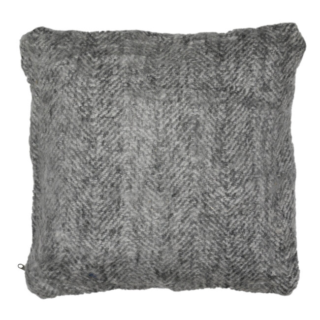 Mars & More *kussen wol look zig zag grijs/wit 45x45cm*