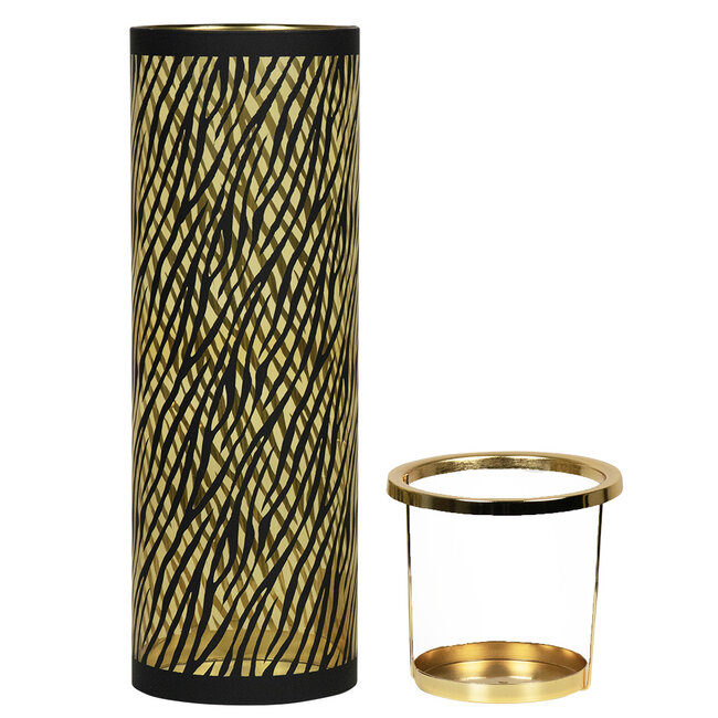 Mars & More *windlicht cilinder goud zebra breed small 25cm*