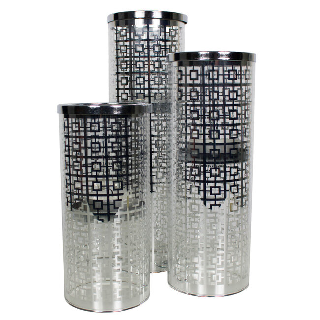 Mars & More *windlicht cilinder zilver grieks medium 25cm*