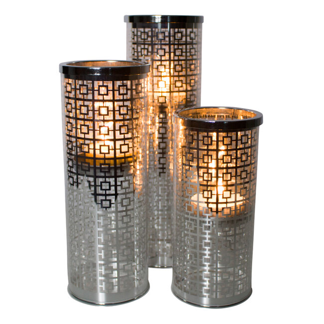 Mars & More *windlicht cilinder zilver grieks medium 25cm*