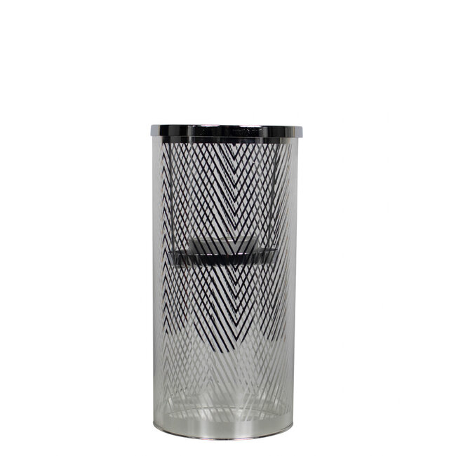 Mars & More *windlicht cilinder zilver visgraat breed small 25cm*