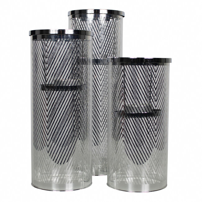 Mars & More *windlicht cilinder zilver visgraat breed small 25cm*