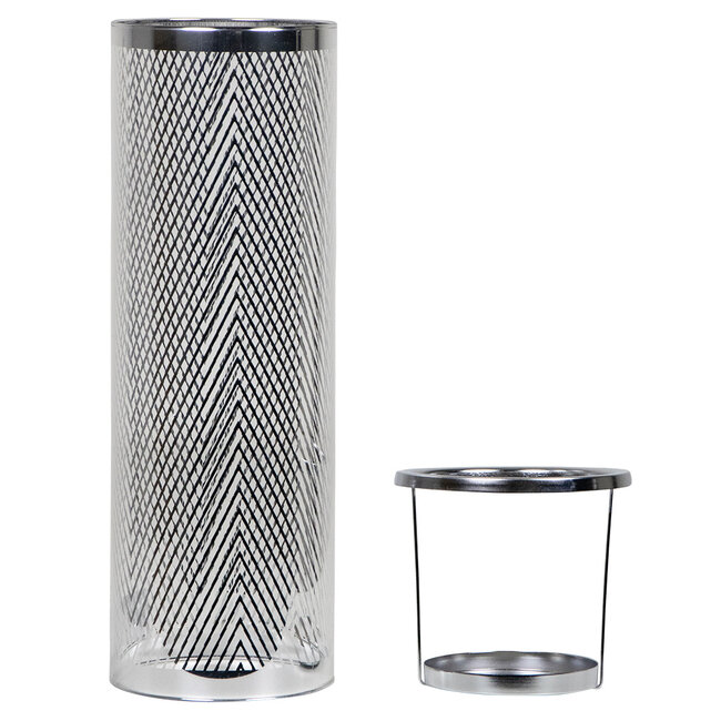 Mars & More *windlicht cilinder zilver visgraat breed small 25cm*