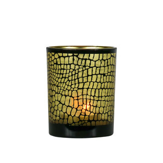 Mars & More Theelichthouder croco zwart medium 12cm*