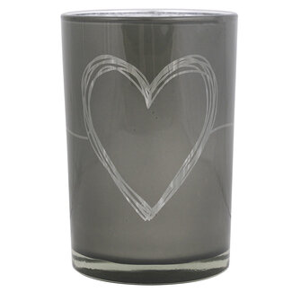 Mars & More Theelichthouder hart grijs large 18cm