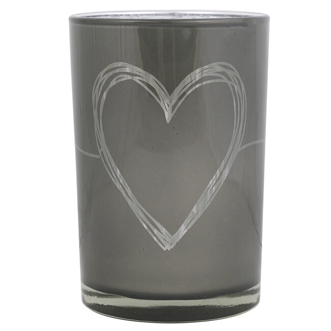 Mars & More Theelichthouder hart grijs large 18cm
