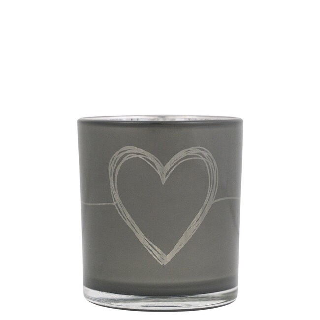 Mars & More Theelichthouder hart grijs klein 8cm