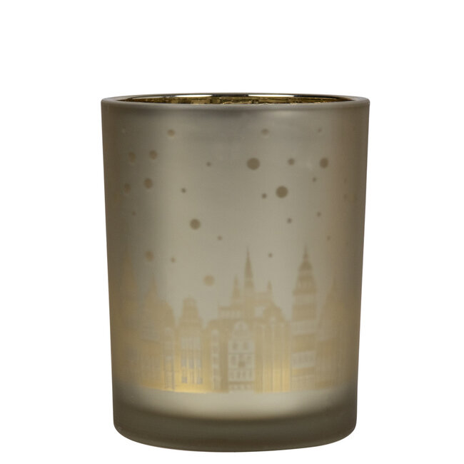 Mars & More Theelichthouder huisjes goud medium 12cm