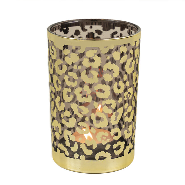 Mars & More *Theelichthouder luipaard stippen goud large 18cm*