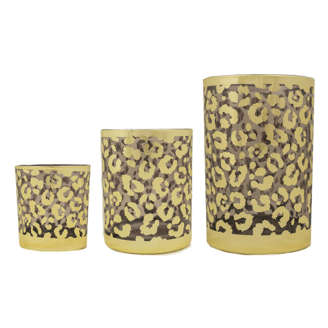 Mars & More *Theelichthouder luipaard stippen goud small 8cm*