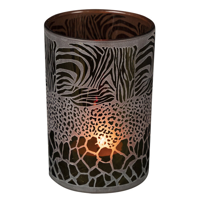 Mars & More Theelichthouder safari mix bruin large 18cm*