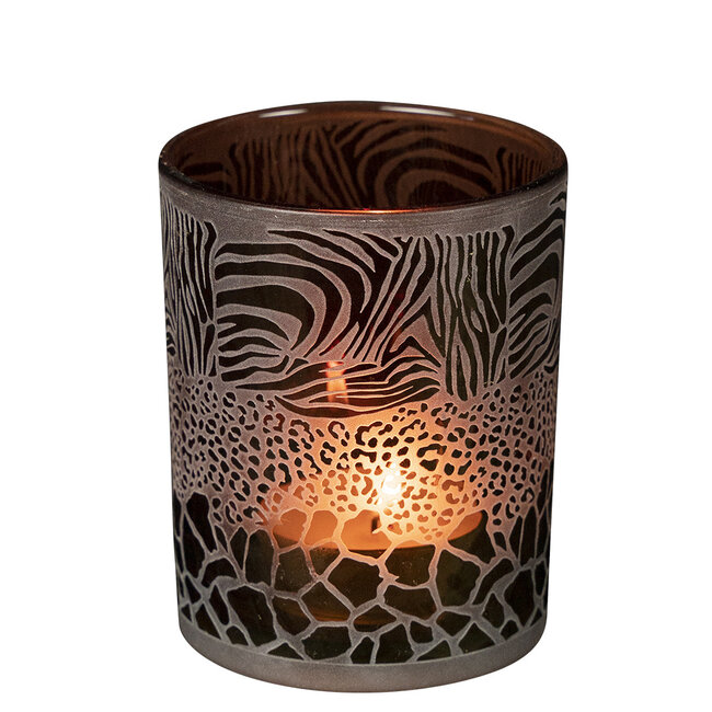 Mars & More Theelichthouder safari mix bruin medium 12cm*