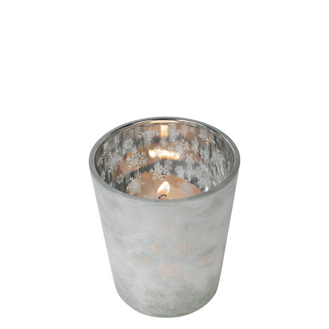 Mars & More Theelichthouder sneeuw wit goud small 8cm*