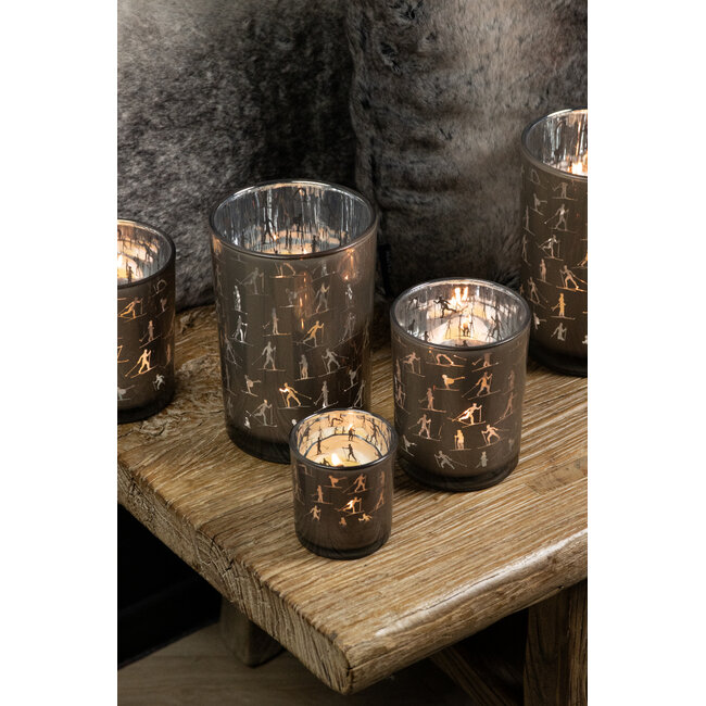 Mars & More Theelichthouder ski taupe zilver large 18cm