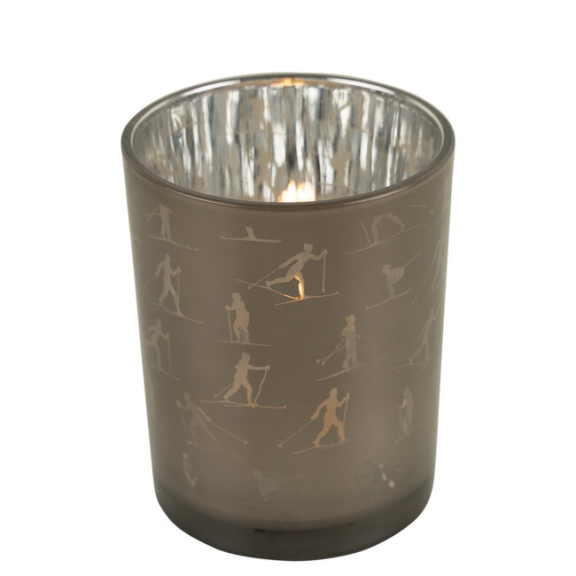 Mars & More Theelichthouder ski taupe zilver medium 12cm