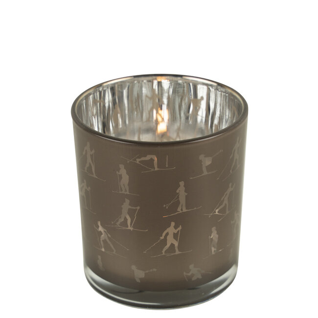 Mars & More Theelichthouder ski taupe zilver small 8cm