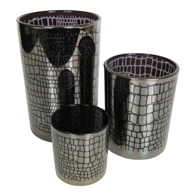 Mars & More Theelichthouder zilver croco large 18cm*