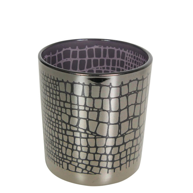 Mars & More Theelichthouder zilver croco medium 12cm*