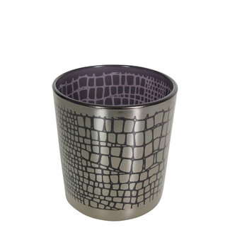 Mars & More Theelichthouder zilver croco small 8cm*