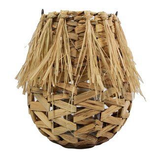 Mars & More waterhyacinth windlicht rond franjes 27cm