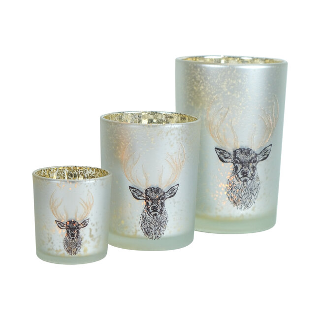 Mars & More Theelichthouder hert gouden gewei medium 12cm