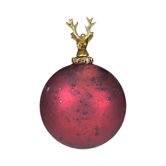 Mars & More decoratie bal hert antiek rood 12cm
