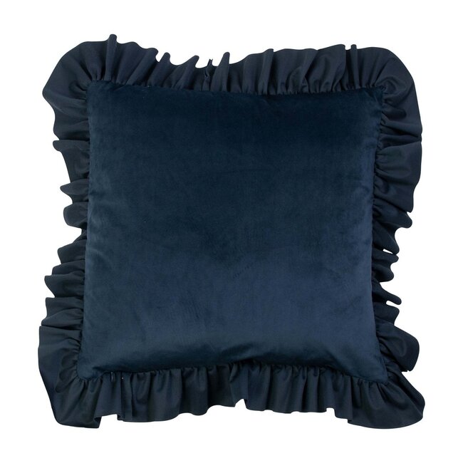 Mars & More kussen fluweel rouche navy 45x45cm