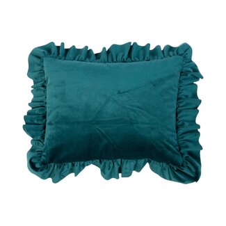 Mars & More kussen fluweel rouche petrol 35x45cm