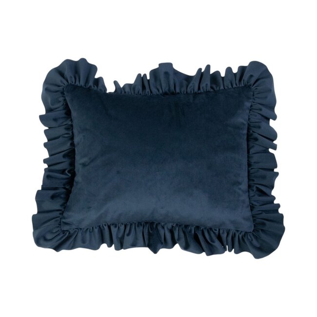 Mars & More kussen fluweel rouche navy 35x45cm
