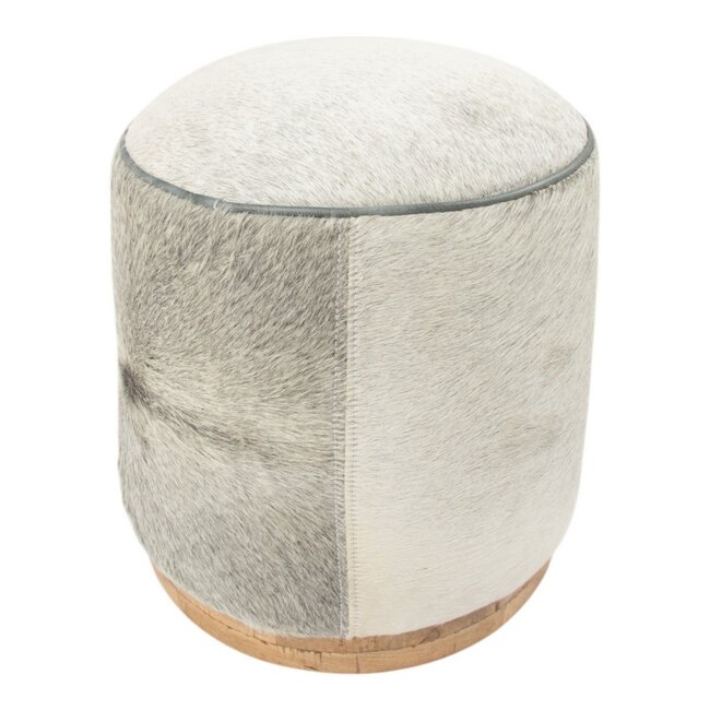 Mars & More Poef Koe rond grijs 40x40x43cm (bos taurus taurus)