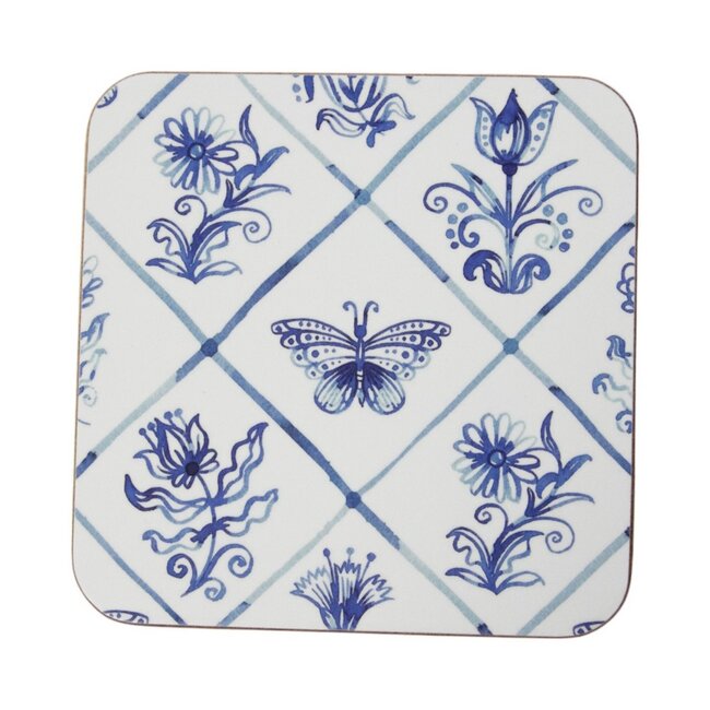 Mars & More Onderzetter Delfts blauw 10x10cm (set van 6)