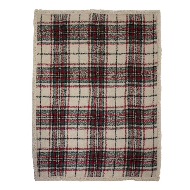 Mars & More Plaid ruit boucle groen 130x170cm