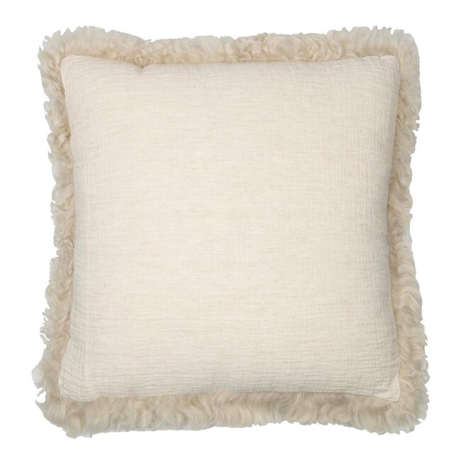 Mars & More kussen schaap krulhaar linnen beige 40x40cm