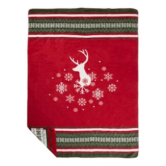 Mars & More Plaid hert rood groen xl 150x200cm